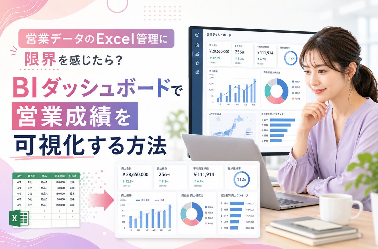 《注目》営業データのExcel管理に限界を感じたら？BIダッシュボードで営業成績を可視化する方法